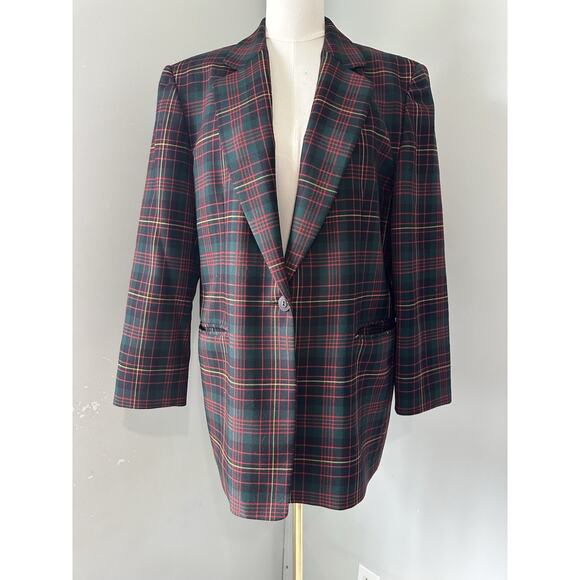 Pendleton Vtg Wool Women’s Blazer Plus Size 14 Red Tartan Plaid - Picture 1 of 14